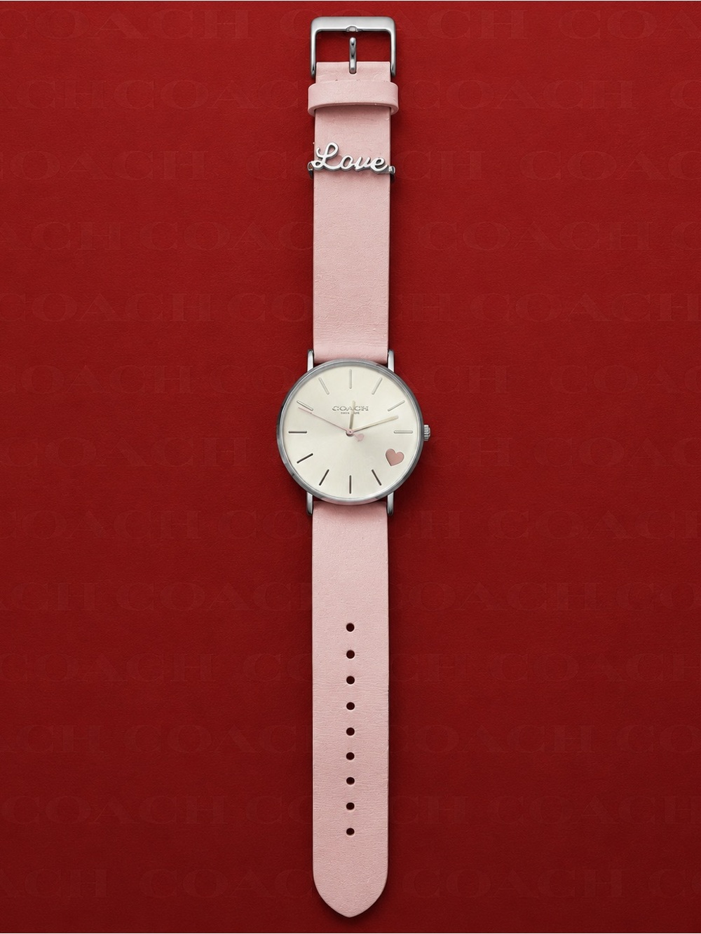 Coach Blush Pink Love Charm Watch with Heart Detail